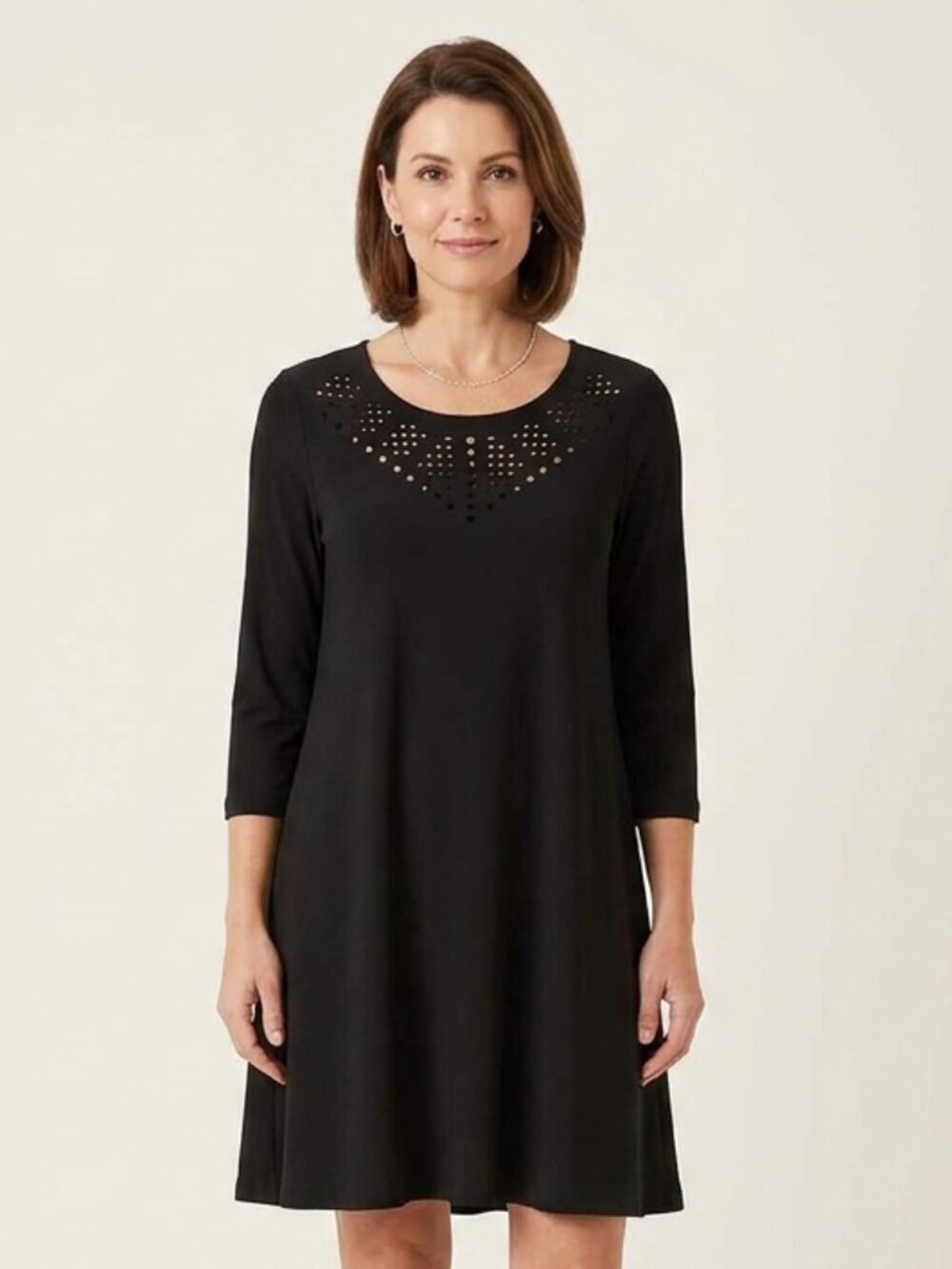 Sympli Flowy and Stretchy Black Dress with Cutouts